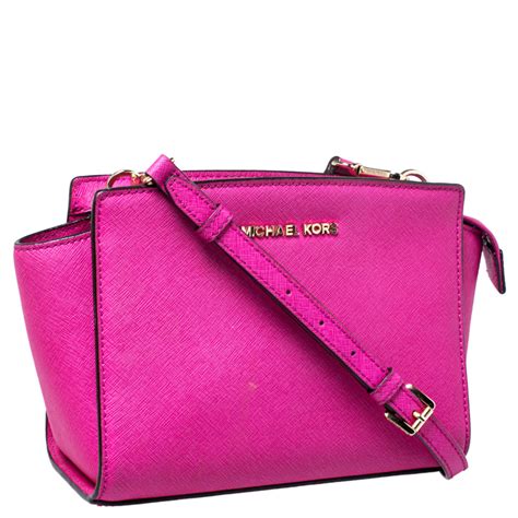 michael kors light pink and brown bag oval|Michael Kors hot pink bag.